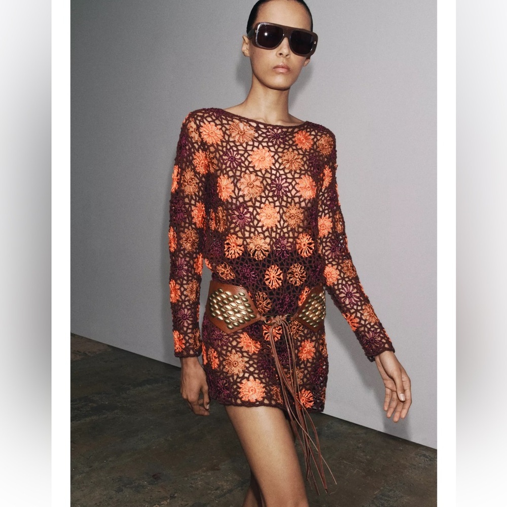 Zara Crochet Knit Mini Dress - Picture 9 of 14